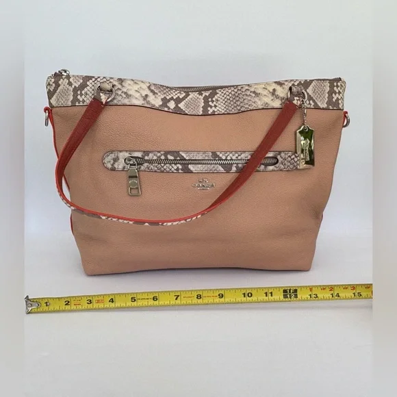 Coach Tyler Tote in Polished Pebble Leather with Python-Embossed Trim (F11759) - Picture 7 of 12